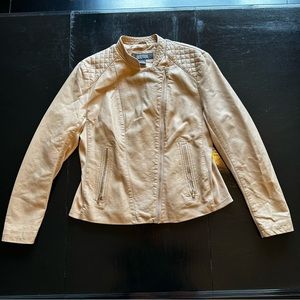 Retro Kenneth Cole Reaction Medium Cream Tan Vegan Leather Jacket